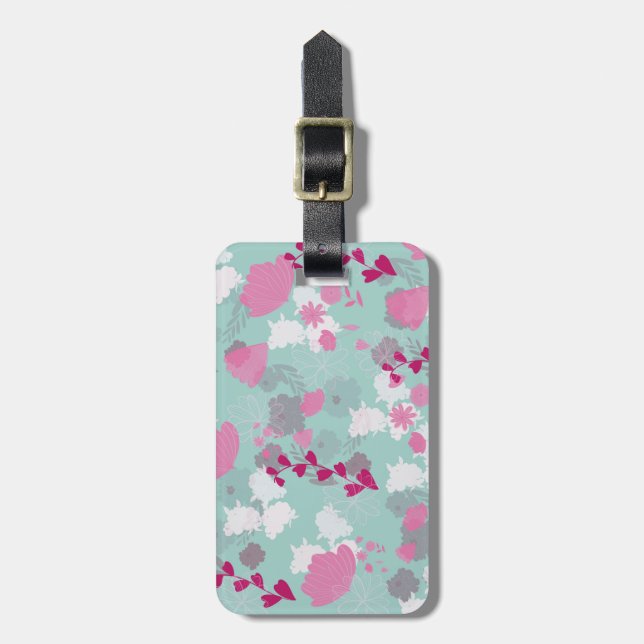 flowers green luggage tag (Front Vertical)