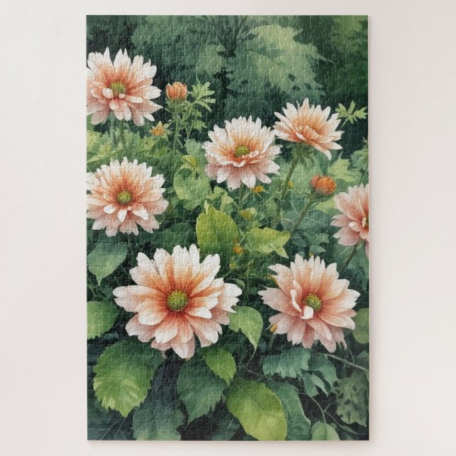 Flowers Greenery Elegant Watercolor Jigsaw Puzzle (Vertical)