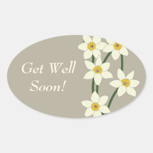 Flowers - Grey Get Well Soon Sticker