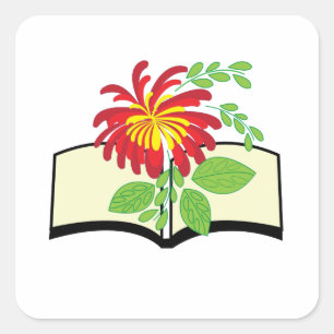 Flowers Growing from Book Square Sticker