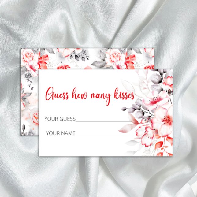 Flowers guess how many kisses bridal game stationery (Creator Uploaded)