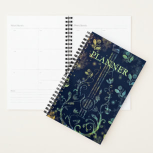 Flowers Guitar Art - Add Your Text / Name Planner
