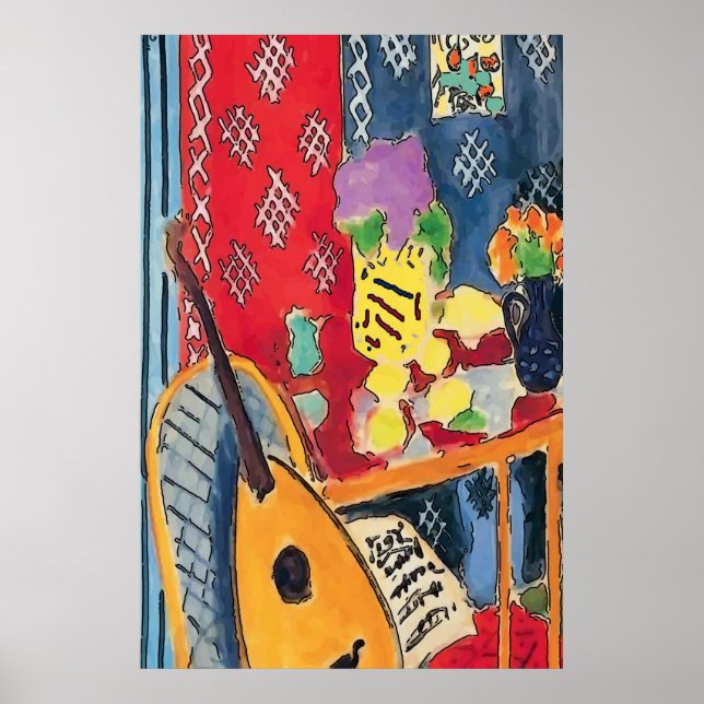 Flowers Guitar & Coffee Cup Poster (Front)