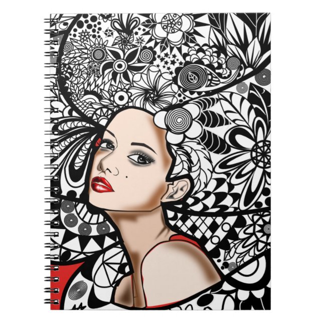 Flowers Hair Woman Notebook (Front)
