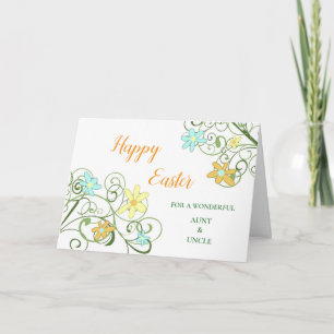 Flowers Happy Easter Aunt and Uncle Holiday Card
