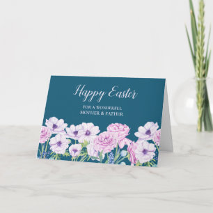 Flowers Happy Easter Mother and Father Holiday Card