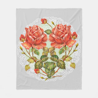 Flowers heart on white napkin seamless pattern fleece blanket