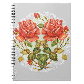 Flowers heart on white napkin seamless pattern notebook