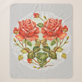 Flowers heart on white napkin seamless pattern sherpa blanket