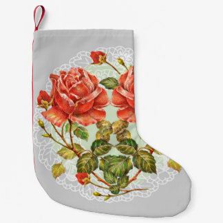 Flowers heart on white napkin seamless pattern small christmas stocking