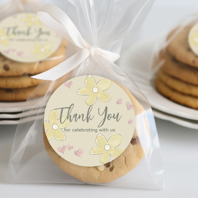 Flowers Hearts Ducks Baby Shower Neutral Girl Classic Round Sticker (Creator Uploaded)