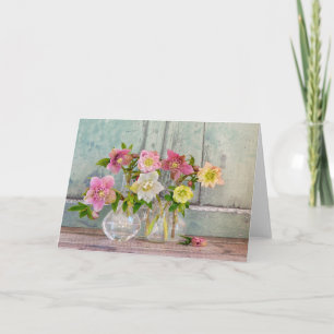 Flowers   Hellebores in Vases Card