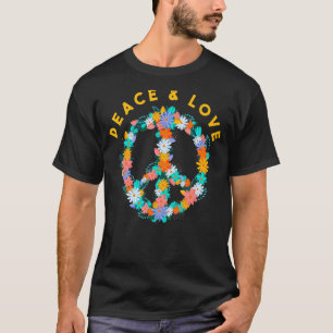 Flowers Hippie Costume Peace Sign Peace And Love T-Shirt