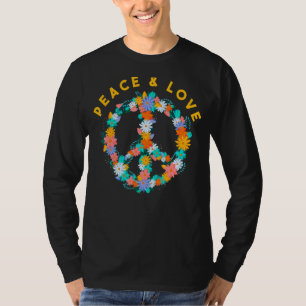 Flowers Hippie Costume Peace Sign Peace And Love T-Shirt