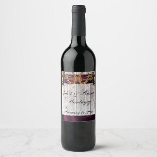Flowers & Horseshoes, Purple Ribbon Wine Label