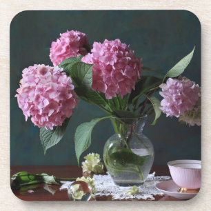 Flowers Hydrangeas in Vase Coaster
