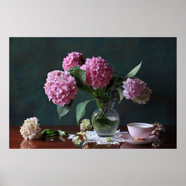 Flowers | Hydrangeas in Vase Poster (Front)