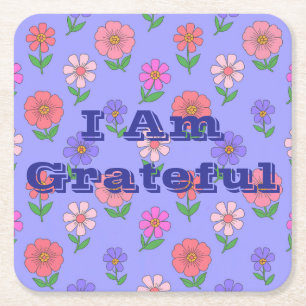 Flowers I Am Grateful Coaster Set