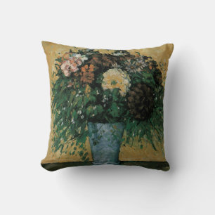 Flowers in a Blue Vase by Paul Cezanne Vintage Art Cushion