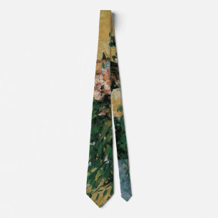 Flowers in a Blue Vase by Paul Cezanne Vintage Art Tie