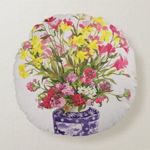 Flowers in a Chinese Jar Round Cushion