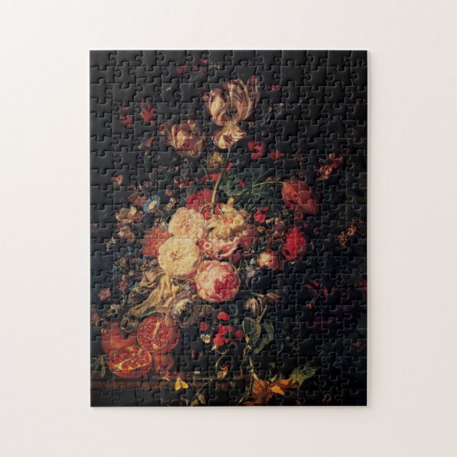 Flowers in a Glass Vase with Pomegranates, Ruysch Jigsaw Puzzle (Vertical)
