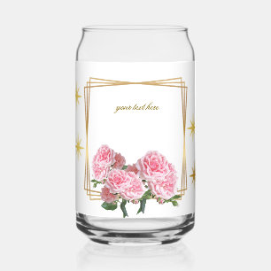 flowers in a golden  frame  can glass