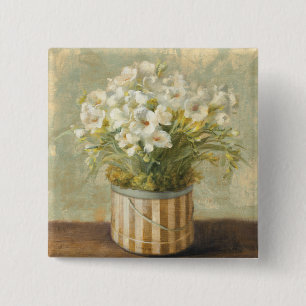Flowers in a Hat Box 15 Cm Square Badge