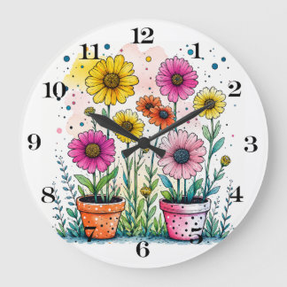 Flowers in a pot clock