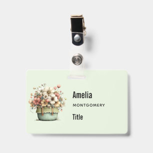 Flowers in a Pot Cosy Shabby Cute Florist ID Badge
