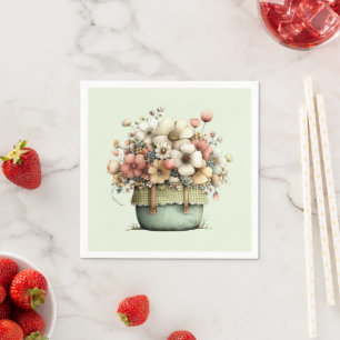 Flowers in a Pot Cosy Shabby Cute Napkin