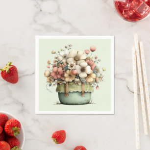Flowers in a Pot Cosy Shabby Cute Napkin