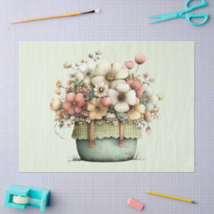 Flowers in a Pot Cosy Shabby Cute Tissue Paper