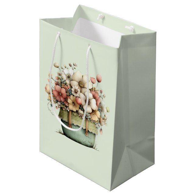  Flowers in a Pot Cozy Cute  Medium Gift Bag (Front Angled)