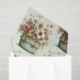 Flowers in a Pot Cozy Shabby Cute Pattern Tissue Paper