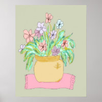 Flowers in a Pot in Pastel