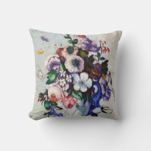 Flowers in a Rococo Vase, Paul Cezanne Cushion