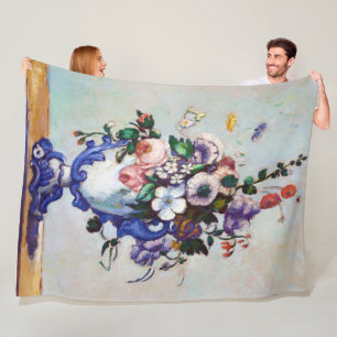 Flowers in a Rococo Vase, Paul Cezanne Fleece Blanket