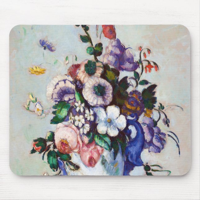 Flowers in a Rococo Vase, Paul Cezanne Mouse Pad (Front)