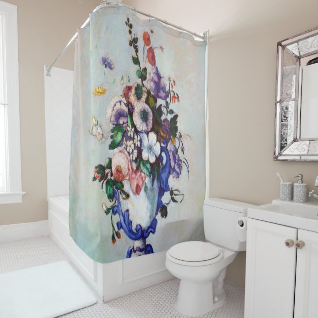 Flowers in a Rococo Vase, Paul Cezanne Shower Curtain (In Situ)
