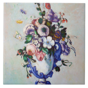 Flowers in a Rococo Vase, Paul Cezanne Tile