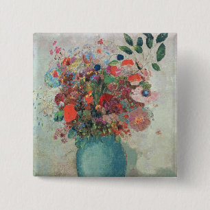 Flowers in a Turquoise Vase, c.1912 15 Cm Square Badge