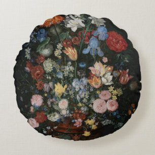 Flowers in a Vase - Jan Brueghel Round Cushion