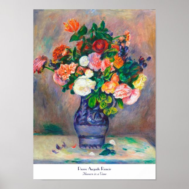 Flowers in a Vase Pierre Auguste Renoir painting Poster (Front)