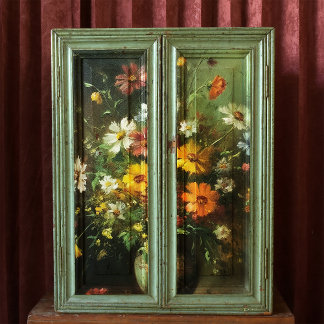 Flowers in a Vase Vintage Oil Painting Decoupage Tissue Paper