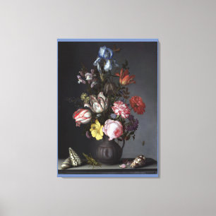 Flowers in a Vase with Shells and Insects Canvas Print