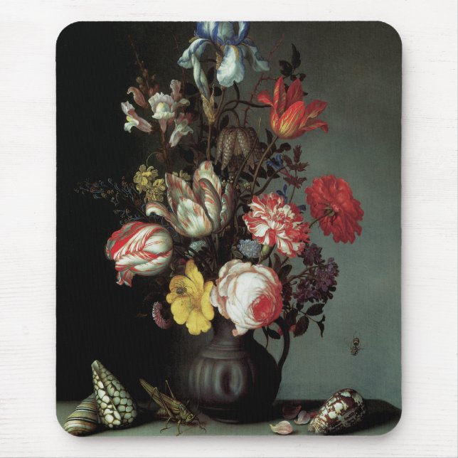 Flowers in a Vase with Shells and Insects Mouse Pad (Front)
