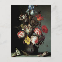 Flowers in a Vase with Shells and Insects