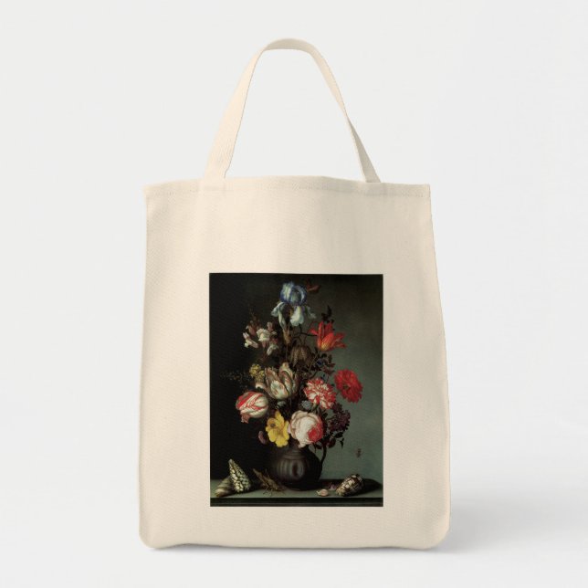 Flowers in a Vase with Shells and Insects Tote Bag (Front)