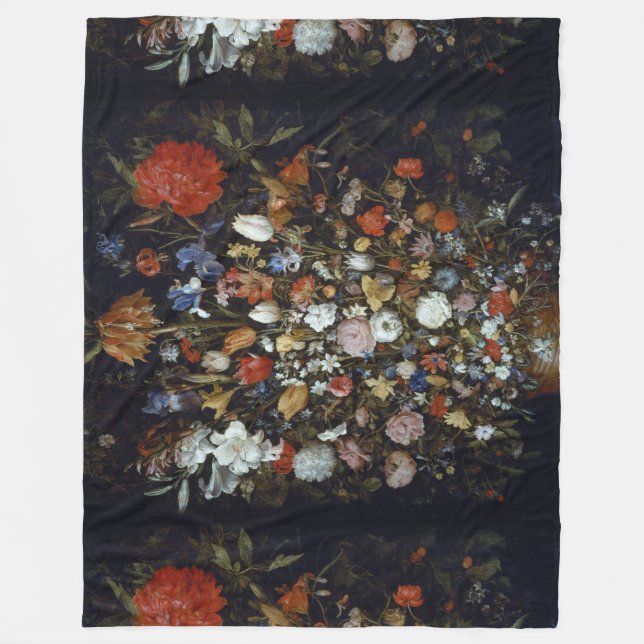 Flowers in a Wooden Vessel Jan Brueghel the Elder  Fleece Blanket (Front)
